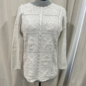 Vintage segue Knit Women's Long Sleeve  sweater pullover size M Ramie/cott blend
